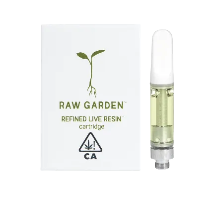 "Raw Garden 1g Vaping Cartridge featuring a sleek, modern design with clear labeling, showcasing premium cannabis oil extracted from top-quality, indoor-grown cannabis. The cartridge is designed for smooth, flavorful vaping with a focus on potency and purity."